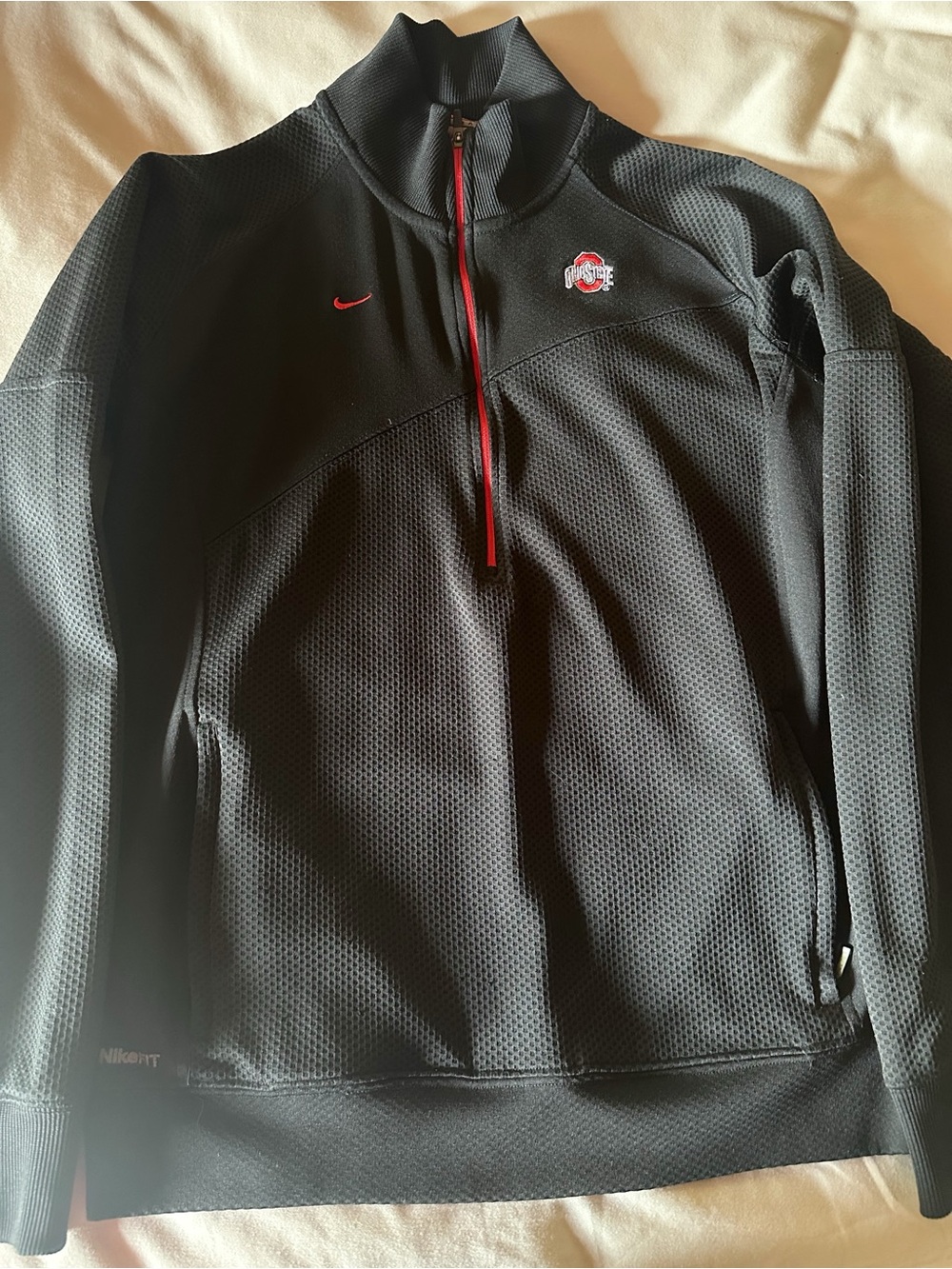 Nike Black and Red Quarter-Zip Performance Pullover